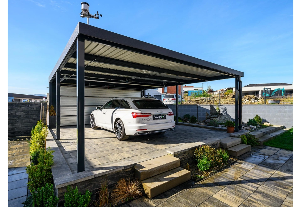 GARDEON® Carport with safety garage door