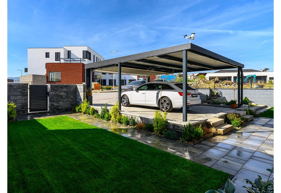 GARDEON® Carport with safety garage door