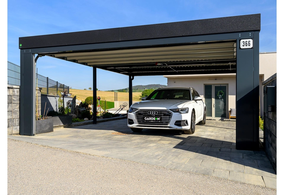 GARDEON® Carport with safety garage door