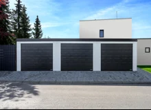 Garden house with Hormann safety garage door