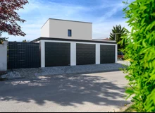 Garden house with Hormann safety garage door