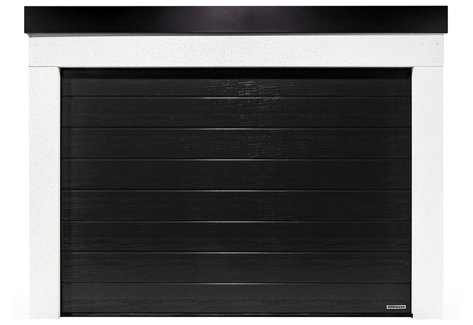 Garden house with Hormann safety garage door