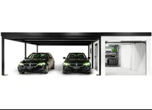 Garden house with Hormann safety garage door
