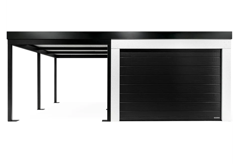 Garden house with Hormann safety garage door