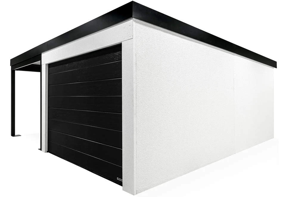 Garden house with Hormann safety garage door