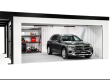 Garden house with Hormann safety garage door