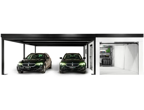 GARDEON® Garage with door, window and left carport