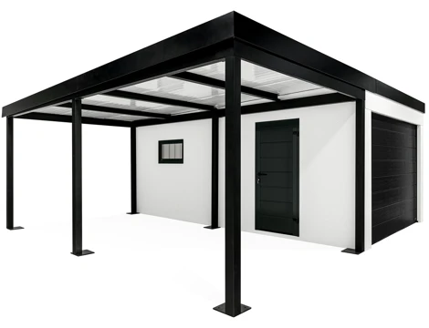 GARDEON® Garage with door, window and left carport