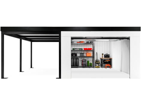 GARDEON® Garage with door, window and left carport