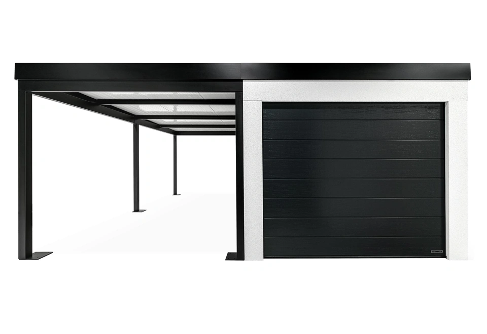 GARDEON® Garage with door, window and left carport