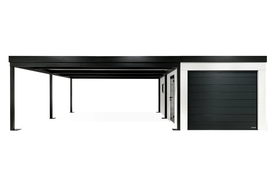 GARDEON® Garage with door, window and left carport
