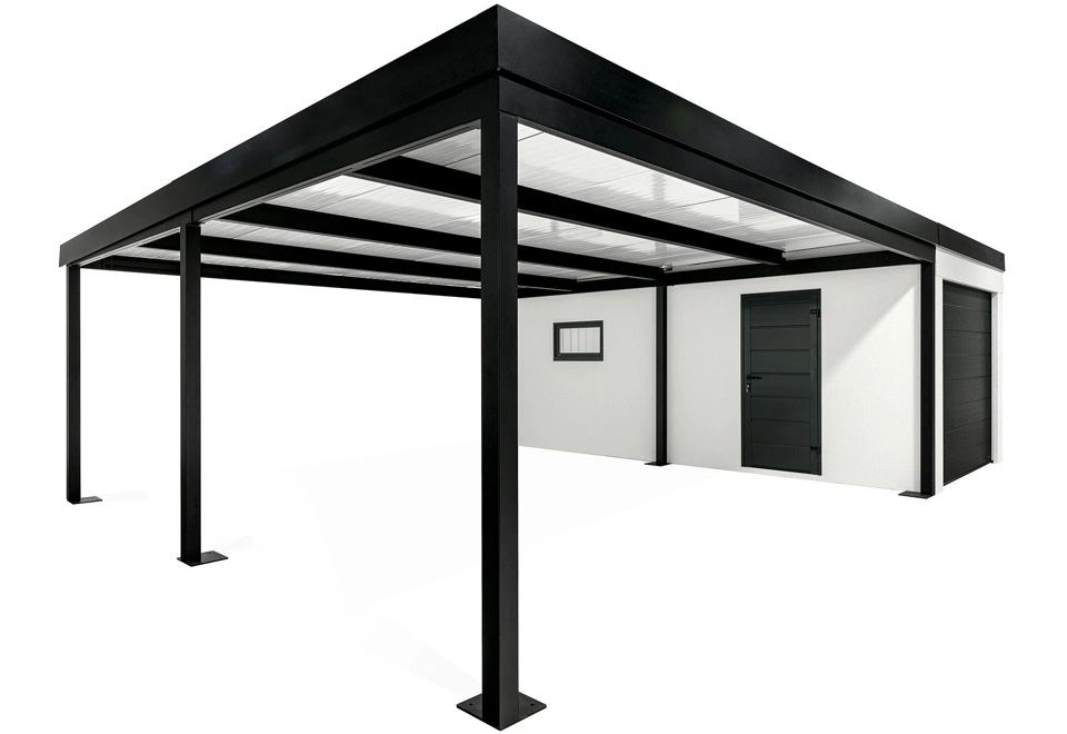 GARDEON® Garage with door, window and left carport