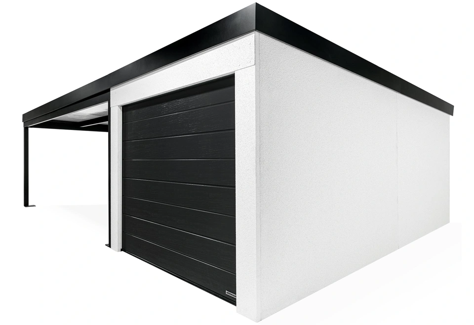 GARDEON® Garage with door, window and left carport