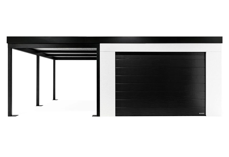 GARDEON® Garage with door, window and left carport