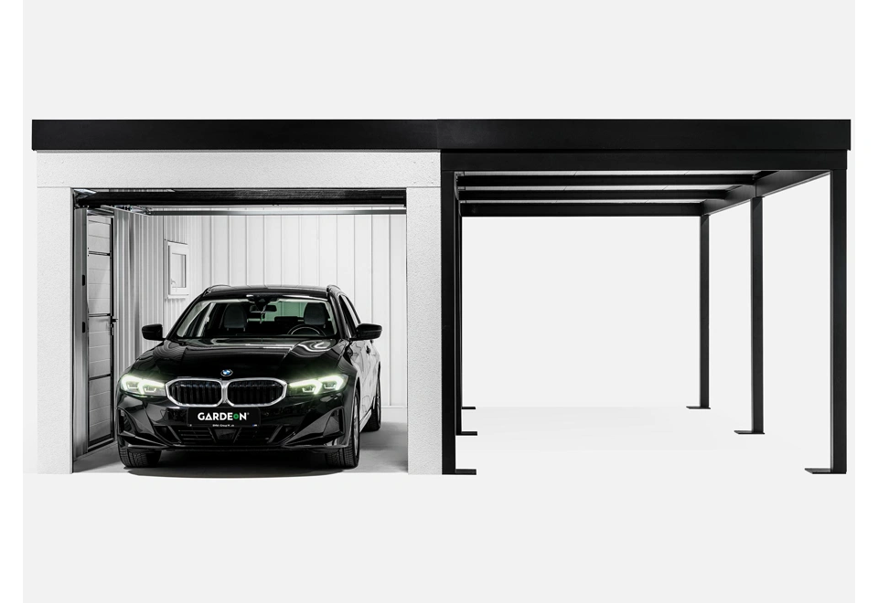 GARDEON® Garage with door, window and right carport