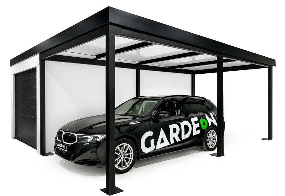 GARDEON® Garage with door, window and right carport