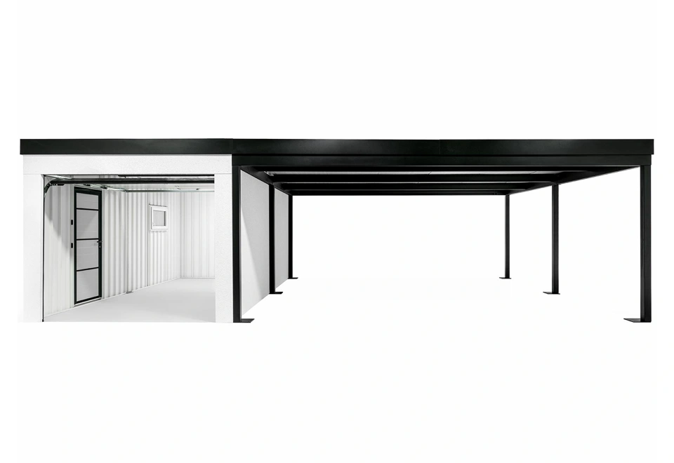 Garden house with Hormann safety garage door