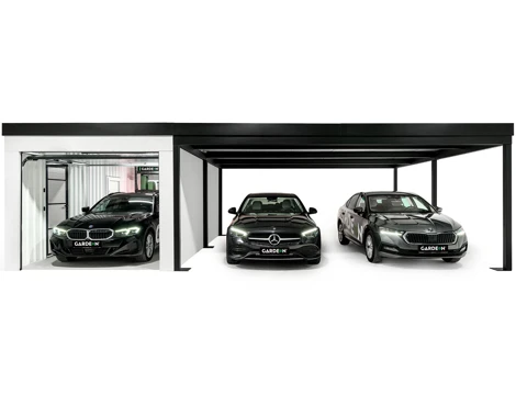 GARDEON® Garage with door, window and right carport