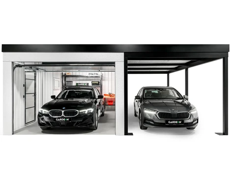 GARDEON® Garage with door, window and right carport