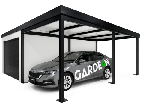 GARDEON® Garage with door, window and right carport
