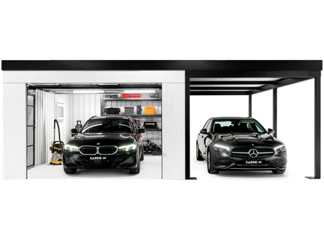 GARDEON® Garage with door, window and right carport