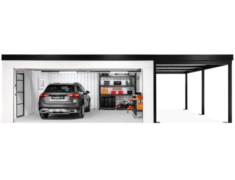 GARDEON® Garage with door, window and right carport