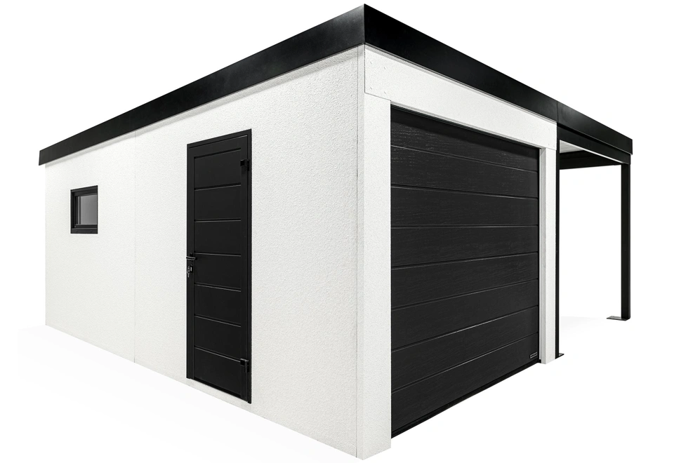 GARDEON® Garage with door, window and right carport