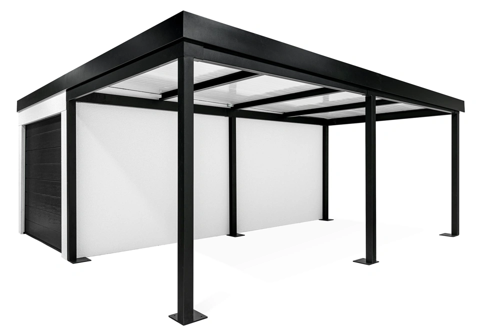 GARDEON® Garage with door, window and right carport