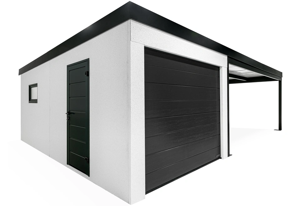 GARDEON® Garage with door, window and right carport
