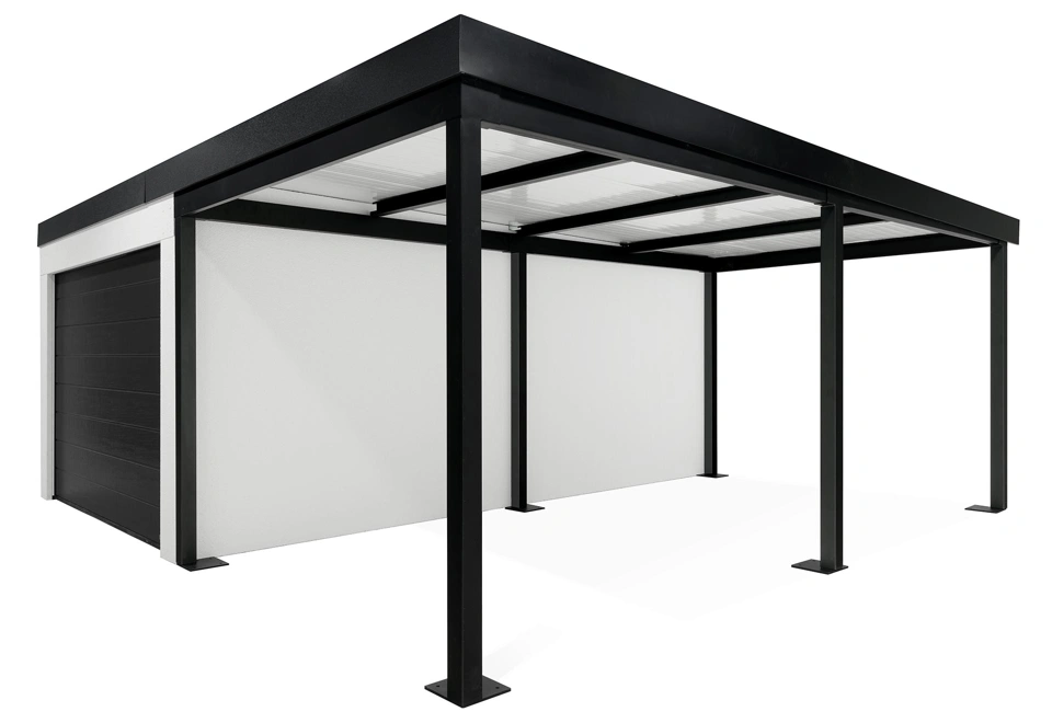 GARDEON® Garage with door, window and right carport