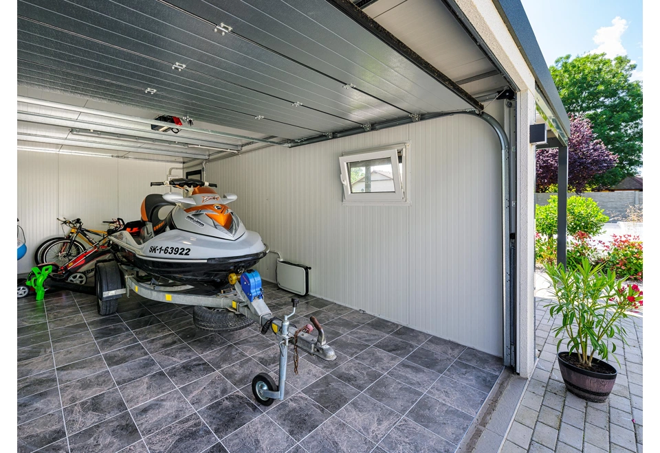 GARDEON® Garage with door, window and right carport