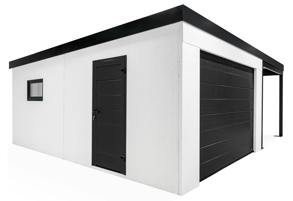 GARDEON® Garage with door, window and right carport