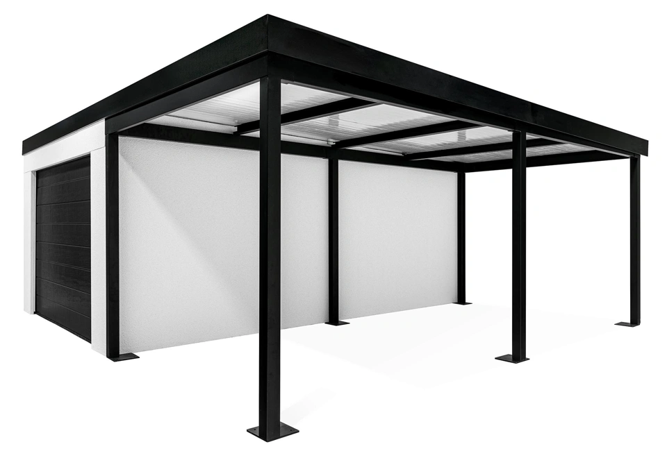 GARDEON® Garage with door, window and right carport