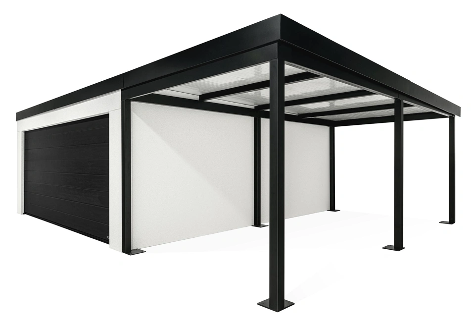 GARDEON® Garage with door, window and right carport