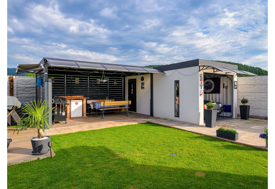 GARDEON® Garage with door, window, skylight and carport
