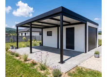 Garden house with Hormann safety garage door