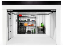Garden house with Hormann safety garage door
