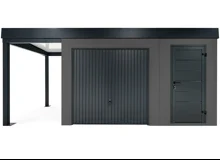GARDEON® Garden House with door, safety garage door and carport