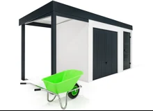 GARDEON® Garden House with door, safety garage door and carport