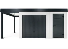 GARDEON® Garden House with door, safety garage door and carport