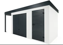 GARDEON® Garden House with door, safety garage door and carport