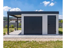 Garden House with door, safety garage door and carport
