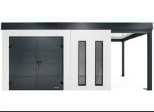 GARDEON® Garden House with double Hörmann door, two skylights and carport