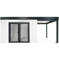 GARDEON® Garden House with Double-Leaf Glazed Door and carport