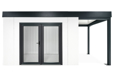 GARDEON® Garden House with Double-Leaf Glazed Door and carport