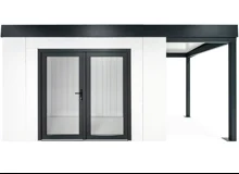 GARDEON® Garden House with Double-Leaf Glazed Door and carport