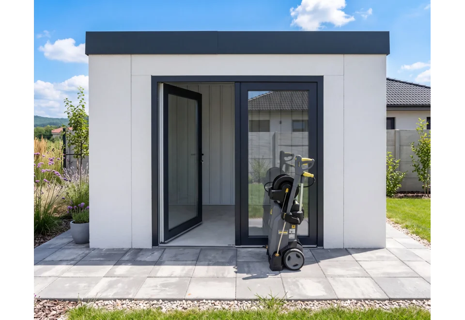 Garden house with double panoramatic door