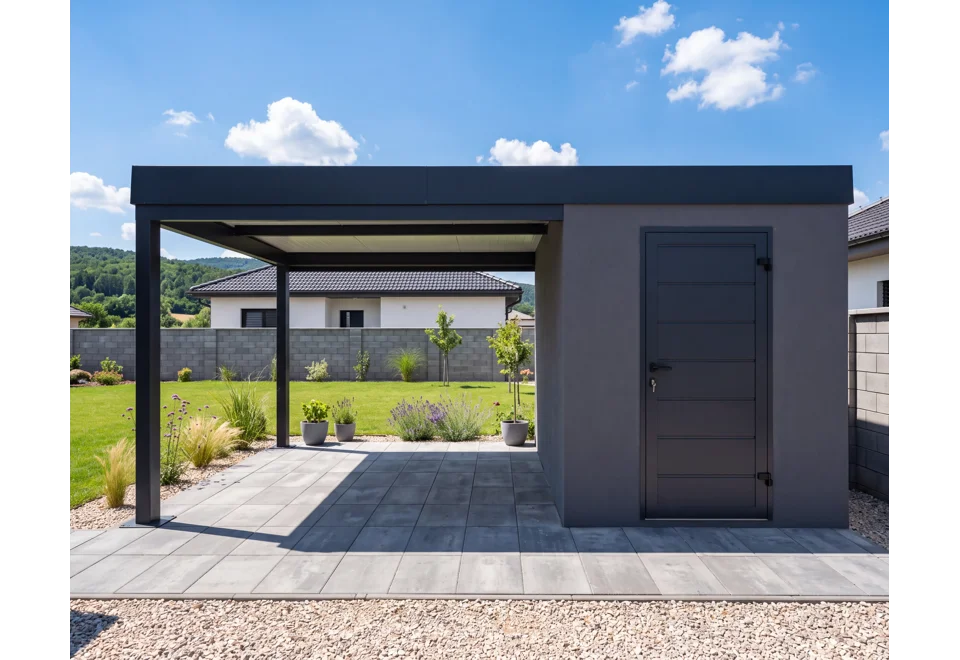 Garden house with carport