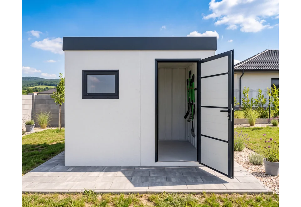Garden house with Hormann door and window