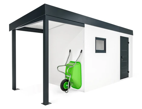 GARDEON® Garden house with Hörmann door and window with carport